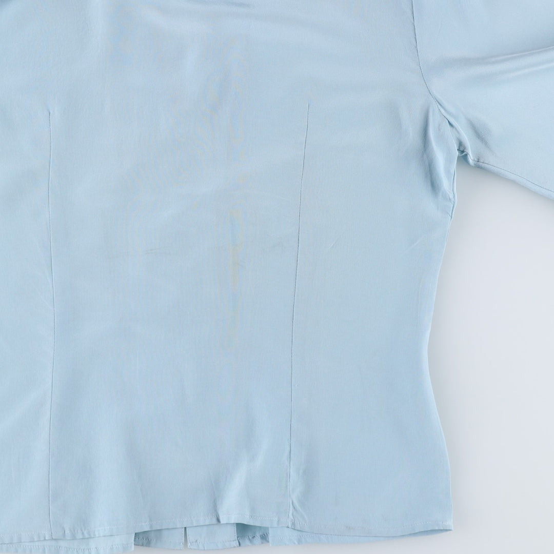 Barrie Pace Keyhole Neck Long Sleeve Sheer Blouse (Women's Size S) silk Blue type light blue Vintage Second Hand