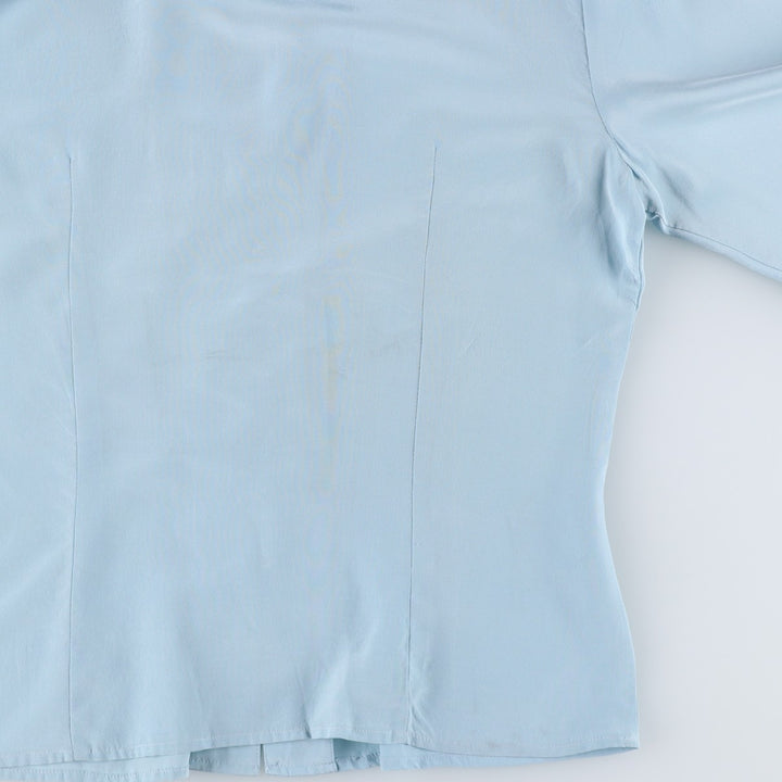 Barrie Pace Keyhole Neck Long Sleeve Sheer Blouse (Women's Size S) silk Blue type light blue Vintage Second Hand