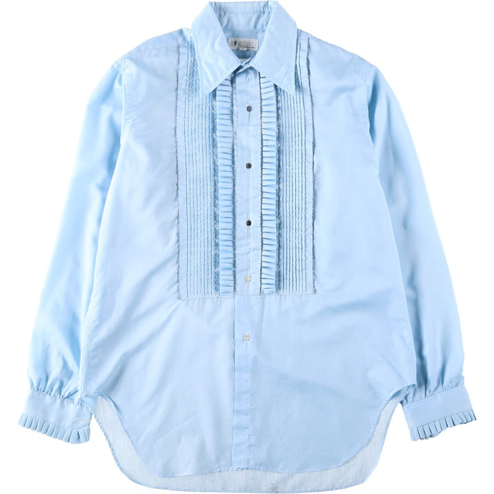 70'S Gingiss Frill Long-Sleeve Shirt, Men's Size L (Equivalent), Vintage unclear Blue type light blue Vintage Second Hand