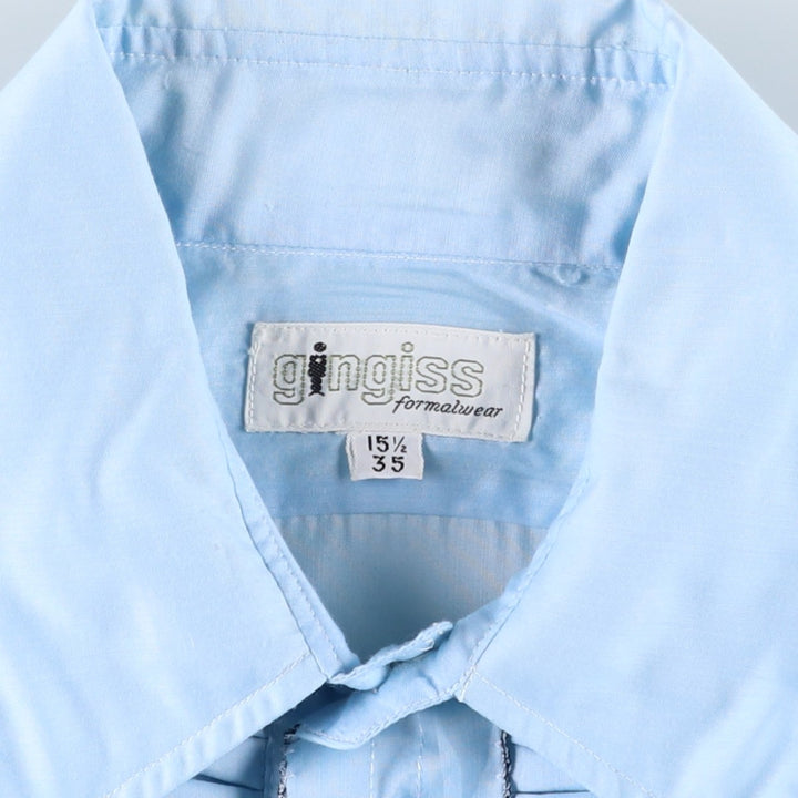70'S Gingiss Frill Long-Sleeve Shirt, Men's Size L (Equivalent), Vintage unclear Blue type light blue Vintage Second Hand