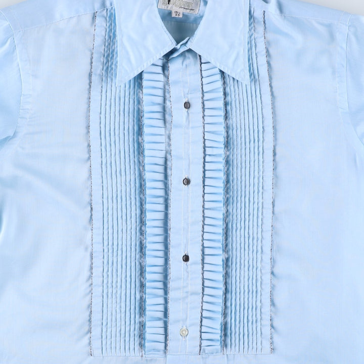 70'S Gingiss Frill Long-Sleeve Shirt, Men's Size L (Equivalent), Vintage unclear Blue type light blue Vintage Second Hand