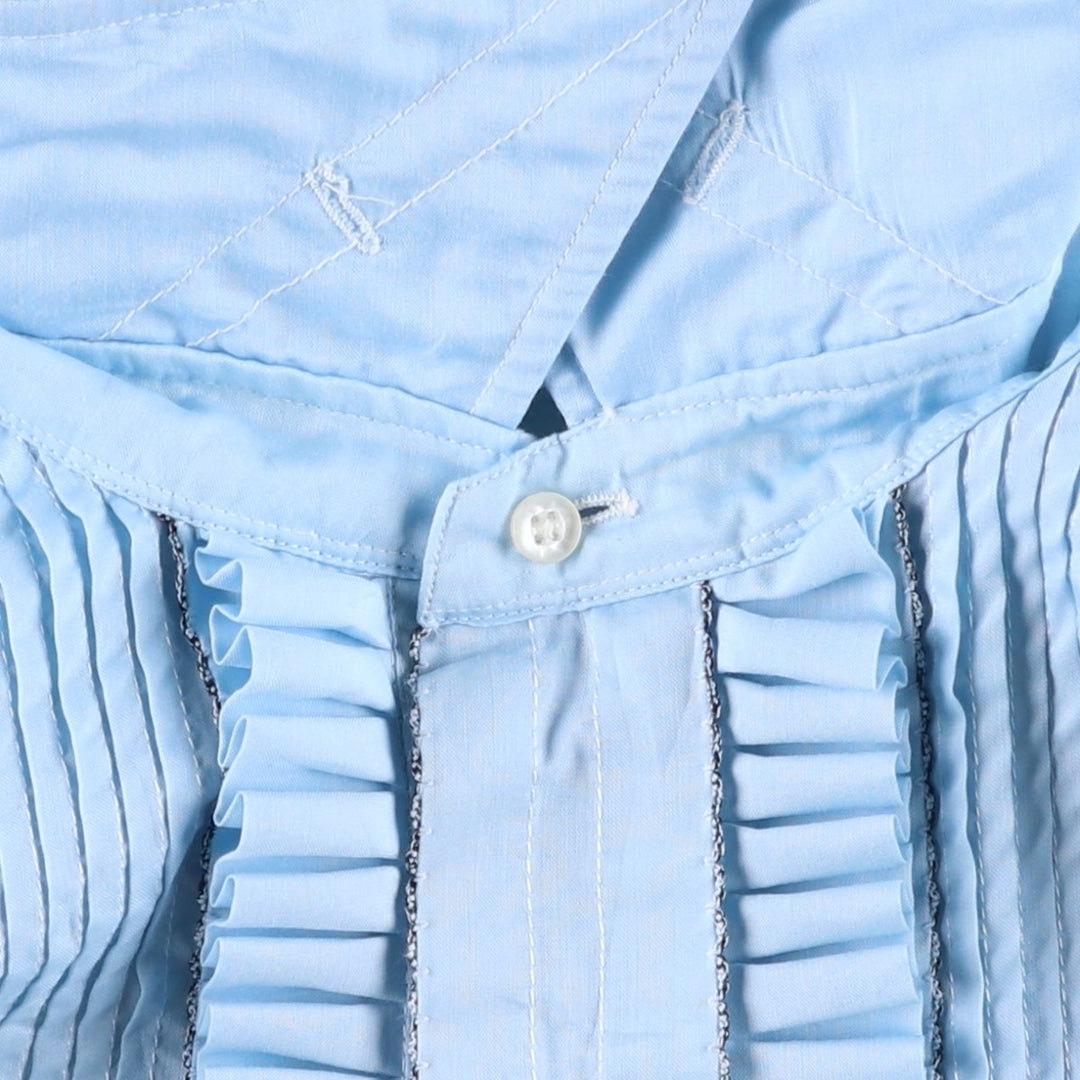 70'S Gingiss Frill Long-Sleeve Shirt, Men's Size L (Equivalent), Vintage unclear Blue type light blue Vintage Second Hand