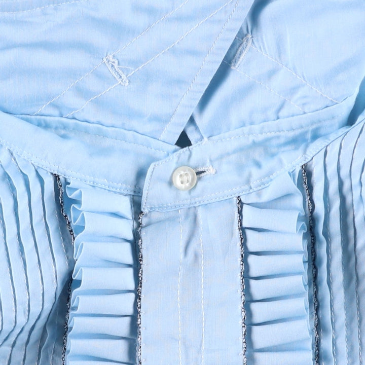70'S Gingiss Frill Long-Sleeve Shirt, Men's Size L (Equivalent), Vintage unclear Blue type light blue Vintage Second Hand