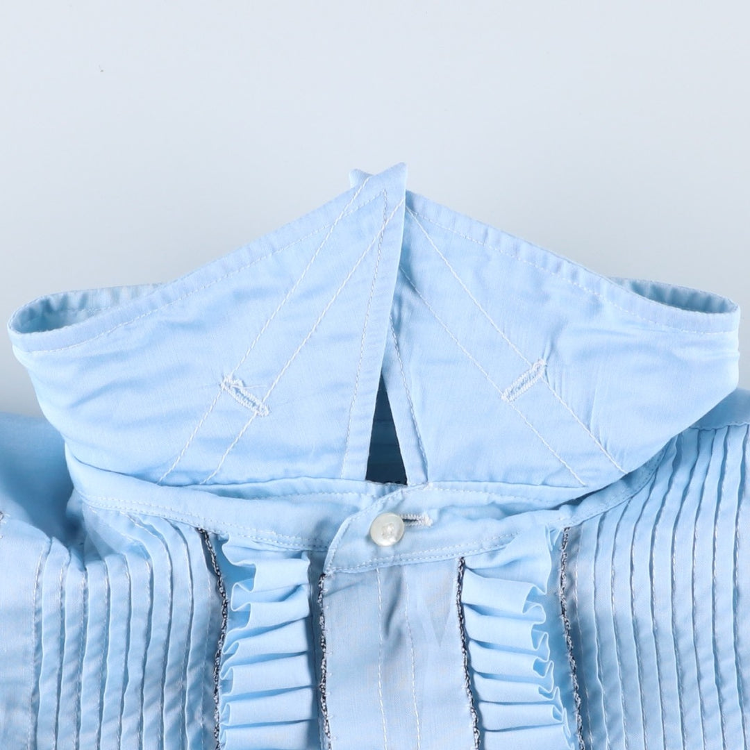 70'S Gingiss Frill Long-Sleeve Shirt, Men's Size L (Equivalent), Vintage unclear Blue type light blue Vintage Second Hand