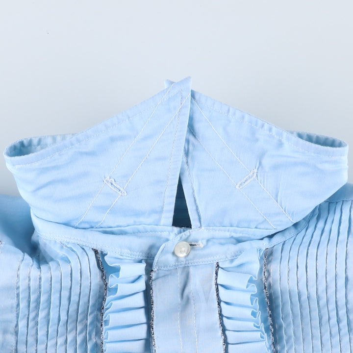 70'S Gingiss Frill Long-Sleeve Shirt, Men's Size L (Equivalent), Vintage unclear Blue type light blue Vintage Second Hand