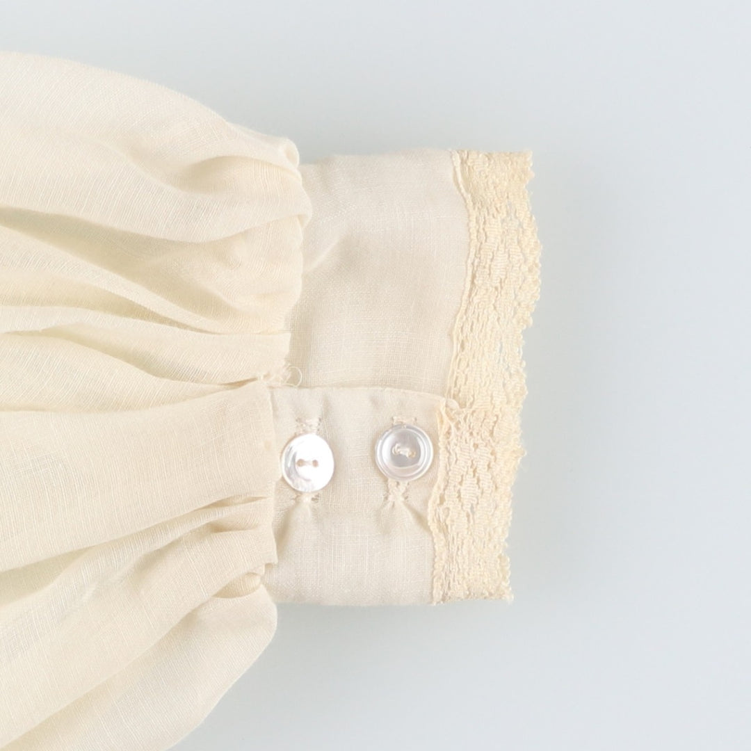 1970'S Gunnesachs Gunnies Stand Collar Cutwork Embroidery Long Sleeve See-Through Shirt Women's Size S (approx.) Vintage unclear ivory Vintage Second Hand