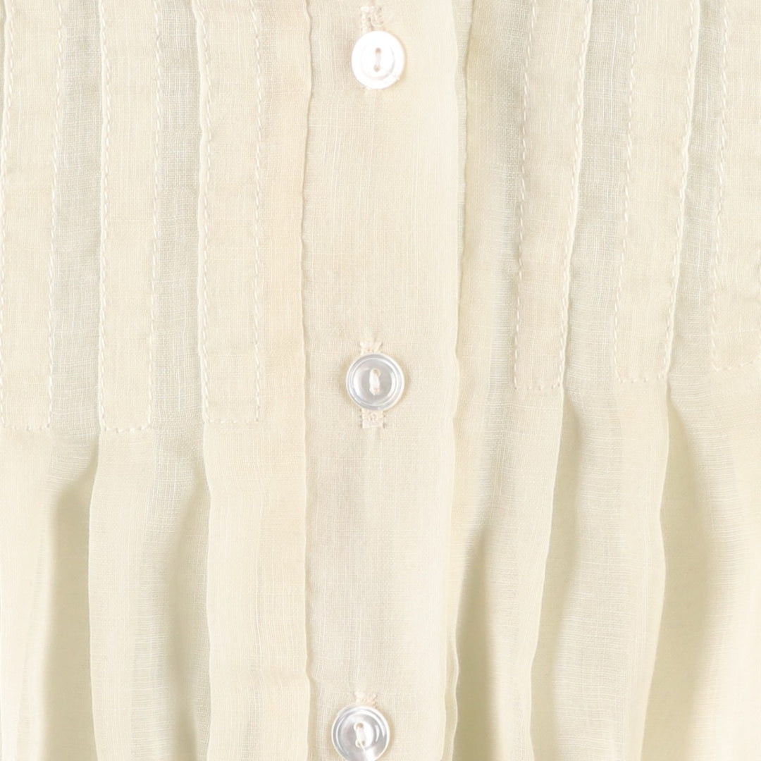 1970'S Gunnesachs Gunnies Stand Collar Cutwork Embroidery Long Sleeve See-Through Shirt Women's Size S (approx.) Vintage unclear ivory Vintage Second Hand