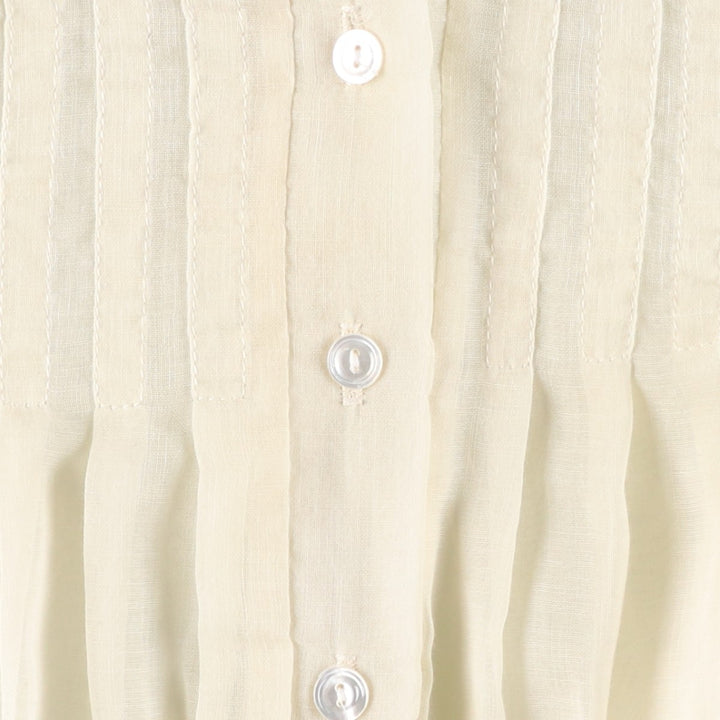 1970'S Gunnesachs Gunnies Stand Collar Cutwork Embroidery Long Sleeve See-Through Shirt Women's Size S (approx.) Vintage unclear ivory Vintage Second Hand