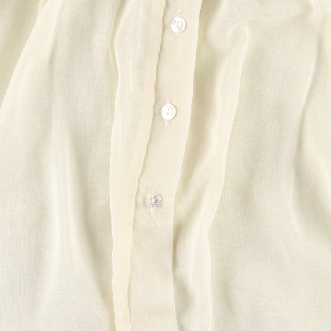 1970'S Gunnesachs Gunnies Stand Collar Cutwork Embroidery Long Sleeve See-Through Shirt Women's Size S (approx.) Vintage unclear ivory Vintage Second Hand