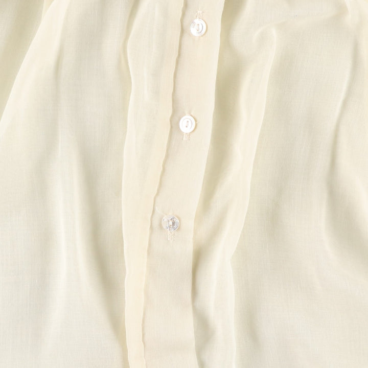 1970'S Gunnesachs Gunnies Stand Collar Cutwork Embroidery Long Sleeve See-Through Shirt Women's Size S (approx.) Vintage unclear ivory Vintage Second Hand
