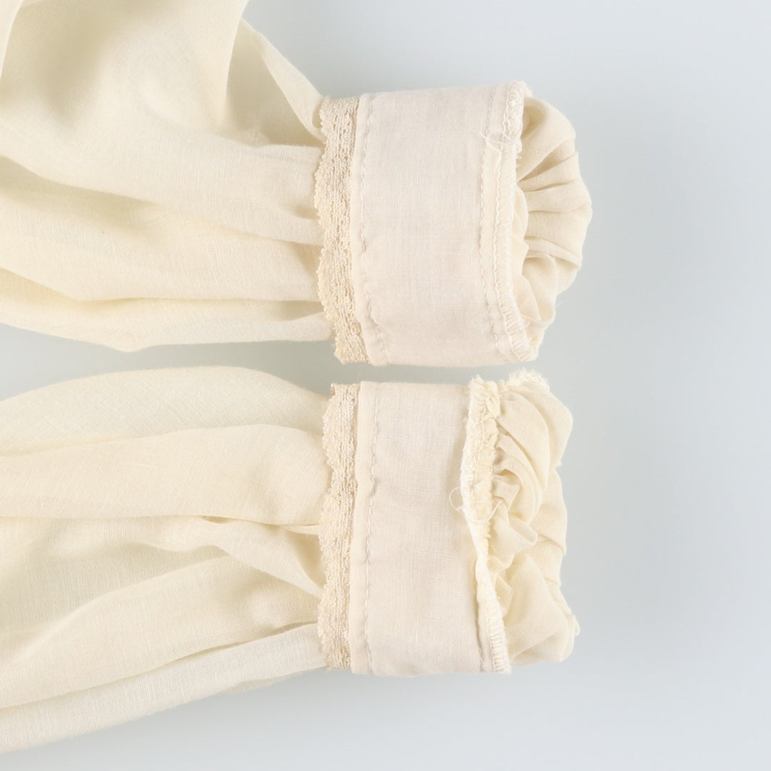 1970'S Gunnesachs Gunnies Stand Collar Cutwork Embroidery Long Sleeve See-Through Shirt Women's Size S (approx.) Vintage unclear ivory Vintage Second Hand