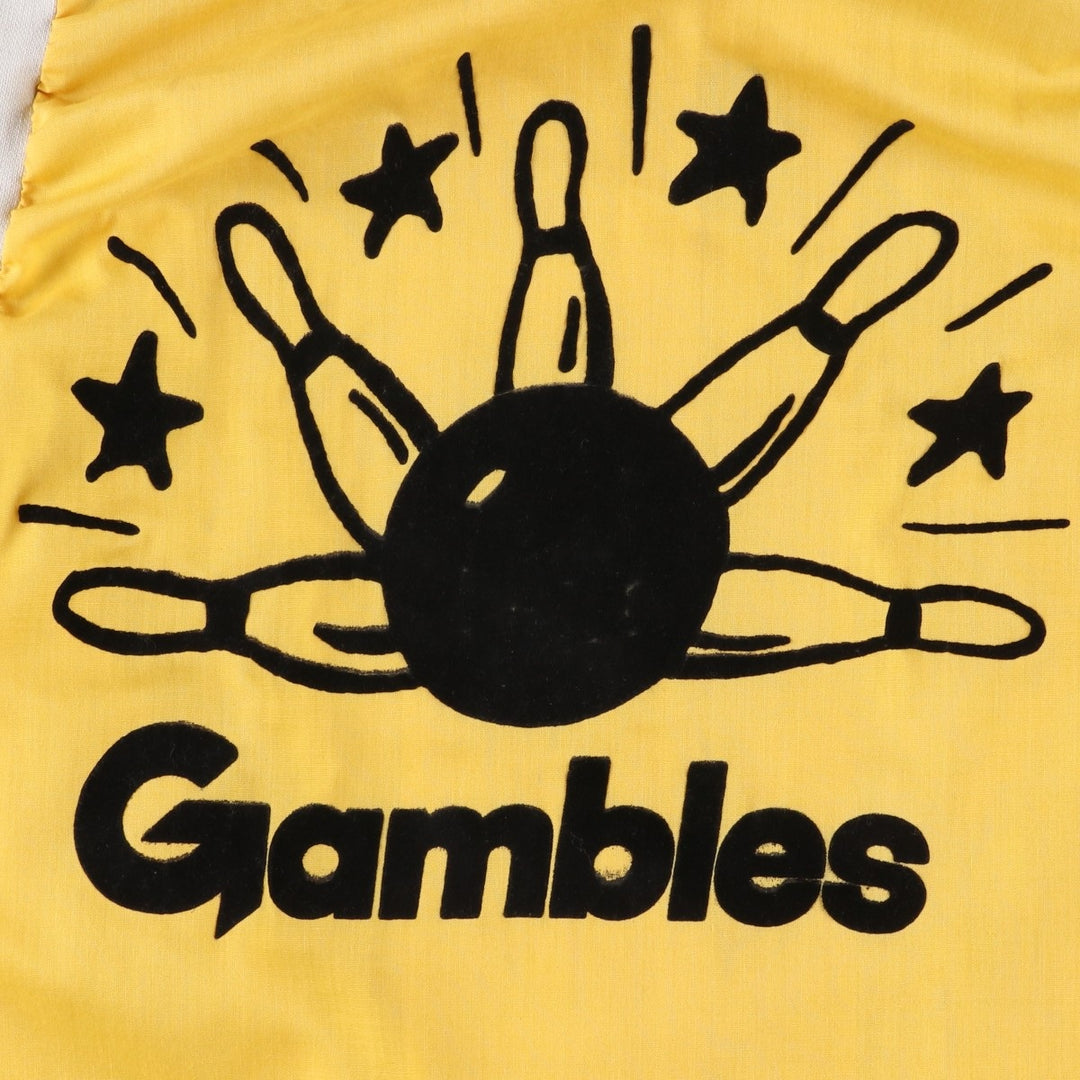 1970'S Hilton Back Print Short-Sleeve Bowling Shirt, Boxy Shirt, Made in USA, Women's Size M (Equivalent), Vintage unclear yellow type Vintage Second Hand