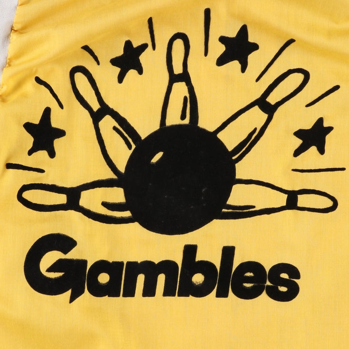 1970'S Hilton Back Print Short-Sleeve Bowling Shirt, Boxy Shirt, Made in USA, Women's Size M (Equivalent), Vintage unclear yellow type Vintage Second Hand