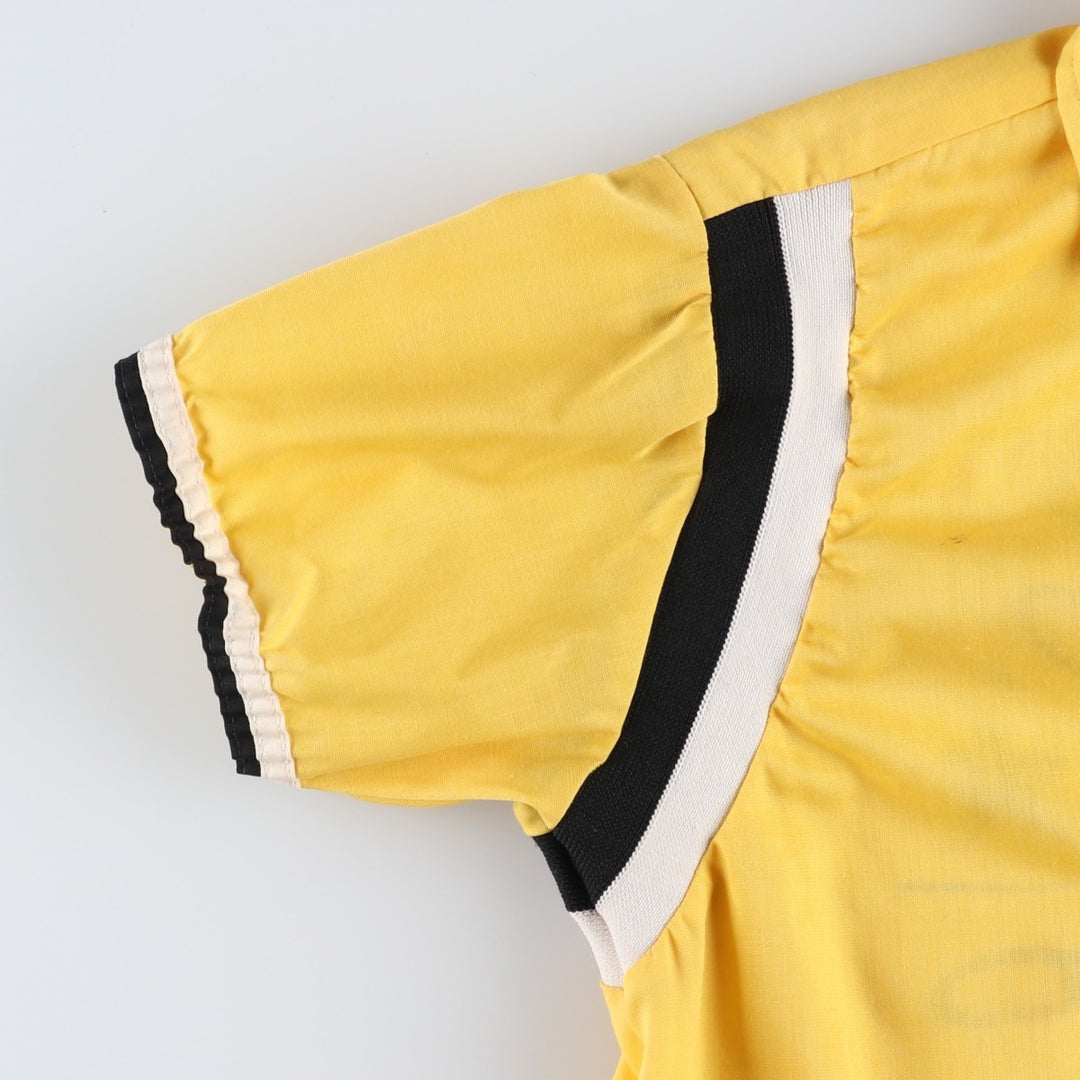 1970'S Hilton Back Print Short-Sleeve Bowling Shirt, Boxy Shirt, Made in USA, Women's Size M (Equivalent), Vintage unclear yellow type Vintage Second Hand