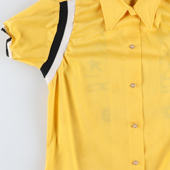 1970'S Hilton Back Print Short-Sleeve Bowling Shirt, Boxy Shirt, Made in USA, Women's Size M (Equivalent), Vintage unclear yellow type Vintage Second Hand