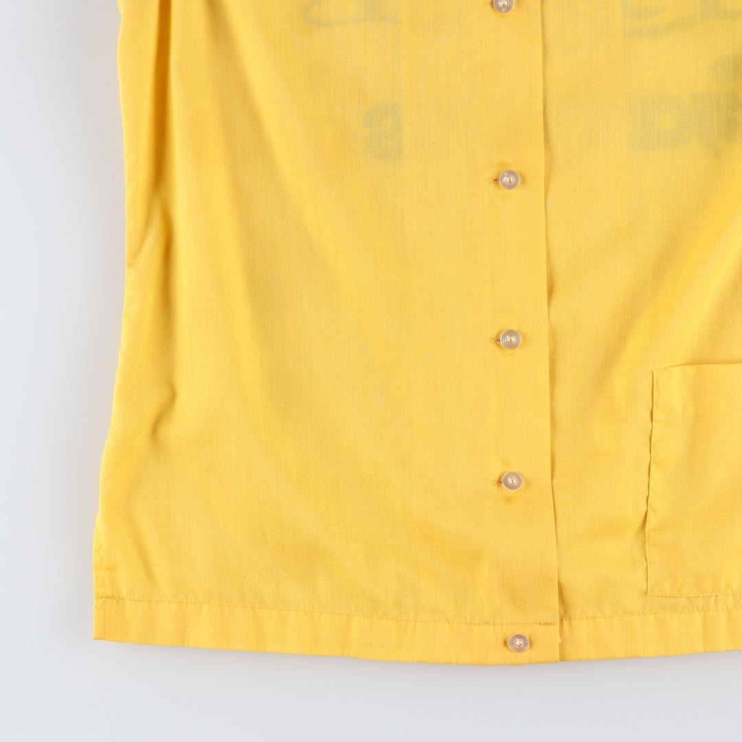 1970'S Hilton Back Print Short-Sleeve Bowling Shirt, Boxy Shirt, Made in USA, Women's Size M (Equivalent), Vintage unclear yellow type Vintage Second Hand