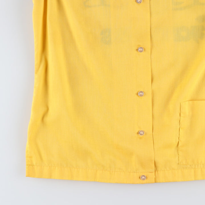 1970'S Hilton Back Print Short-Sleeve Bowling Shirt, Boxy Shirt, Made in USA, Women's Size M (Equivalent), Vintage unclear yellow type Vintage Second Hand