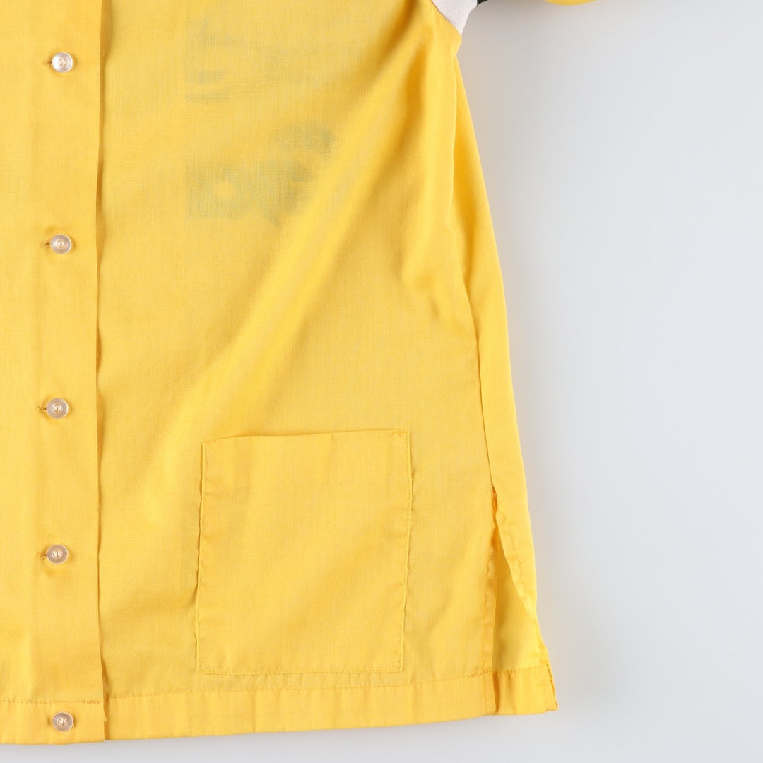 1970'S Hilton Back Print Short-Sleeve Bowling Shirt, Boxy Shirt, Made in USA, Women's Size M (Equivalent), Vintage unclear yellow type Vintage Second Hand