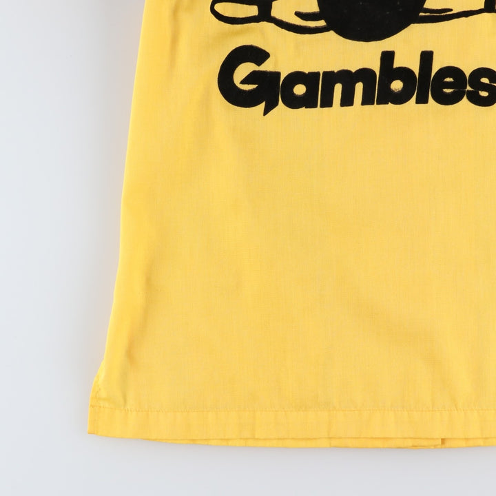 1970'S Hilton Back Print Short-Sleeve Bowling Shirt, Boxy Shirt, Made in USA, Women's Size M (Equivalent), Vintage unclear yellow type Vintage Second Hand