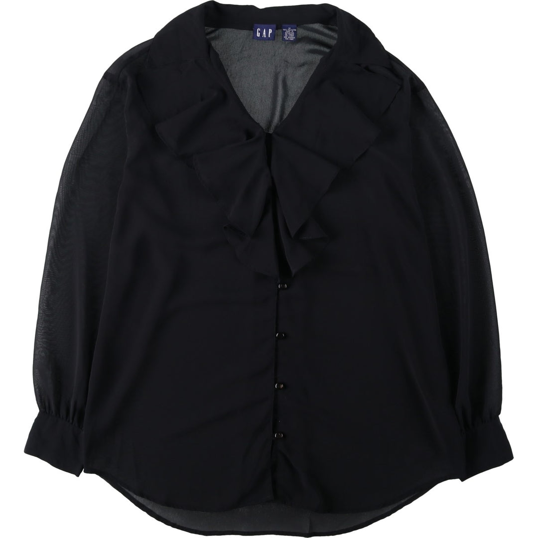 GAP Frill Long-Sleeve See-Through Shirt, Women's Size M (approx.) polyester black type Vintage Second Hand