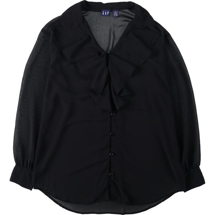 GAP Frill Long-Sleeve See-Through Shirt, Women's Size M (approx.) polyester black type Vintage Second Hand