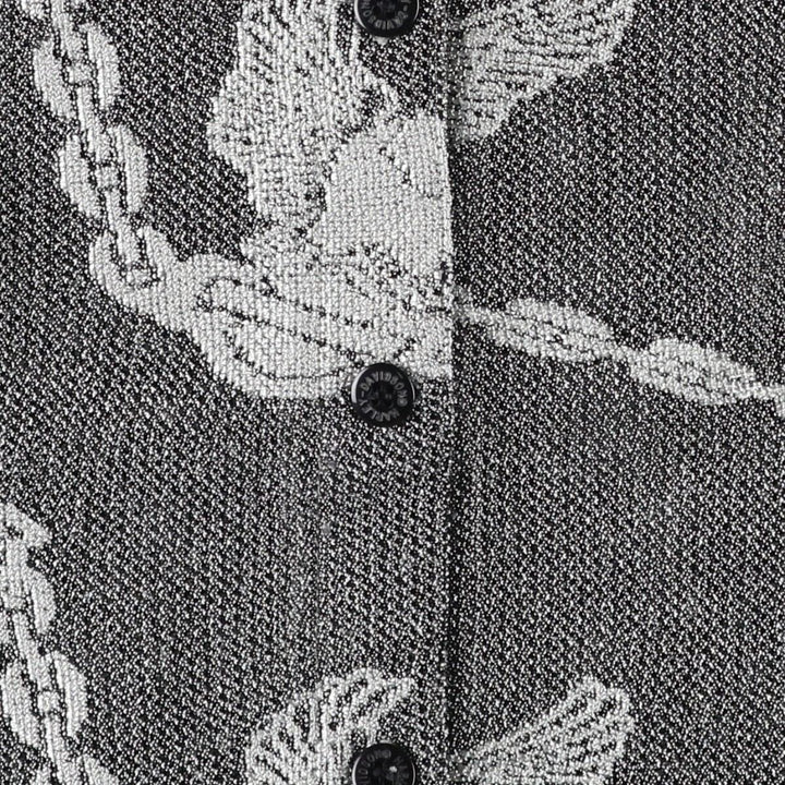 Harley-Davidson all-over eagle pattern open-collar long-sleeve sheer shirt, women's size L equivalent. polyester gray type Vintage Second Hand