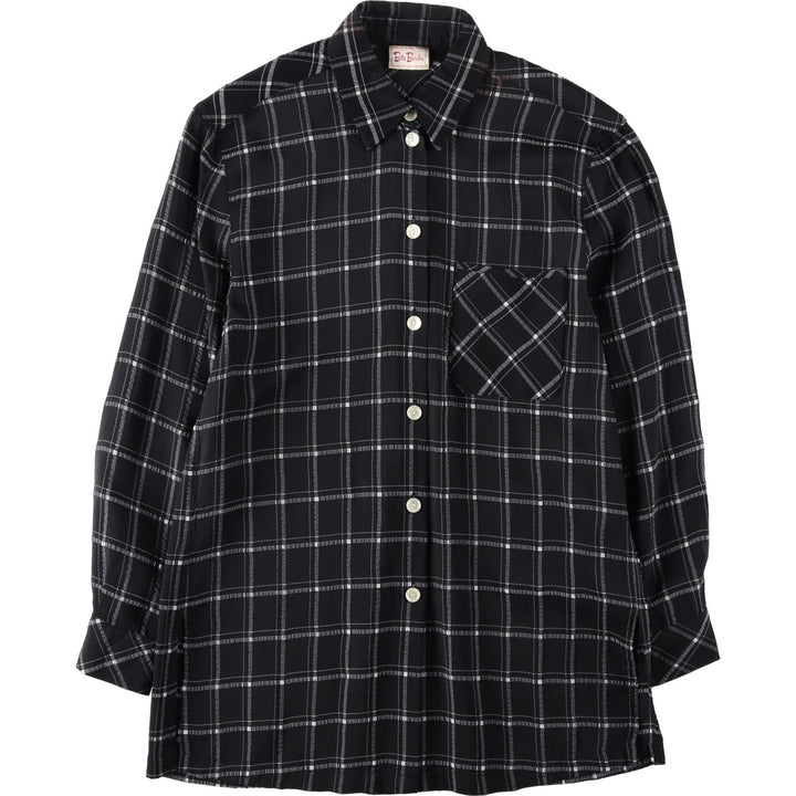 Betty Barclay Check Pattern Long-Sleeve Viscose Shirt, Women's Size M (approx.) Viscose black type Vintage Second Hand