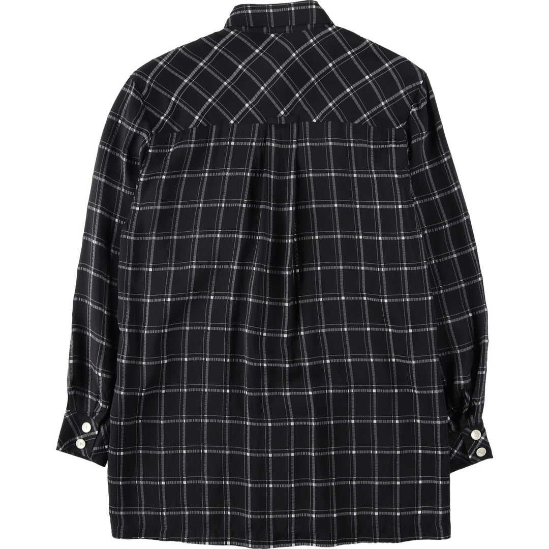 Betty Barclay Check Pattern Long-Sleeve Viscose Shirt, Women's Size M (approx.) Viscose black type Vintage Second Hand