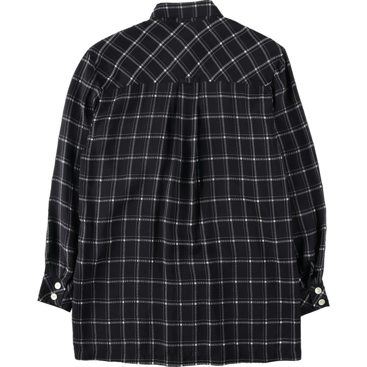 Betty Barclay Check Pattern Long-Sleeve Viscose Shirt, Women's Size M (approx.) Viscose black type Vintage Second Hand