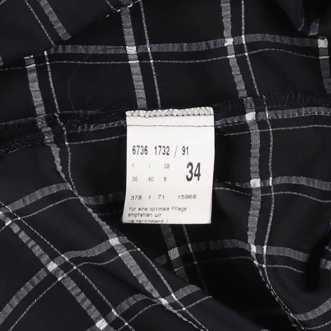 Betty Barclay Check Pattern Long-Sleeve Viscose Shirt, Women's Size M (approx.) Viscose black type Vintage Second Hand