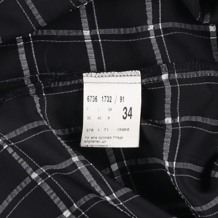 Betty Barclay Check Pattern Long-Sleeve Viscose Shirt, Women's Size M (approx.) Viscose black type Vintage Second Hand