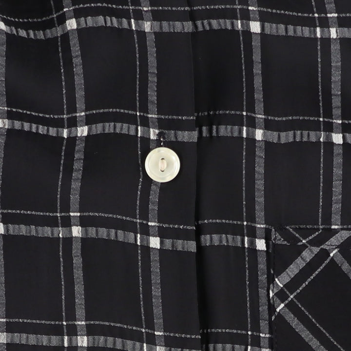 Betty Barclay Check Pattern Long-Sleeve Viscose Shirt, Women's Size M (approx.) Viscose black type Vintage Second Hand