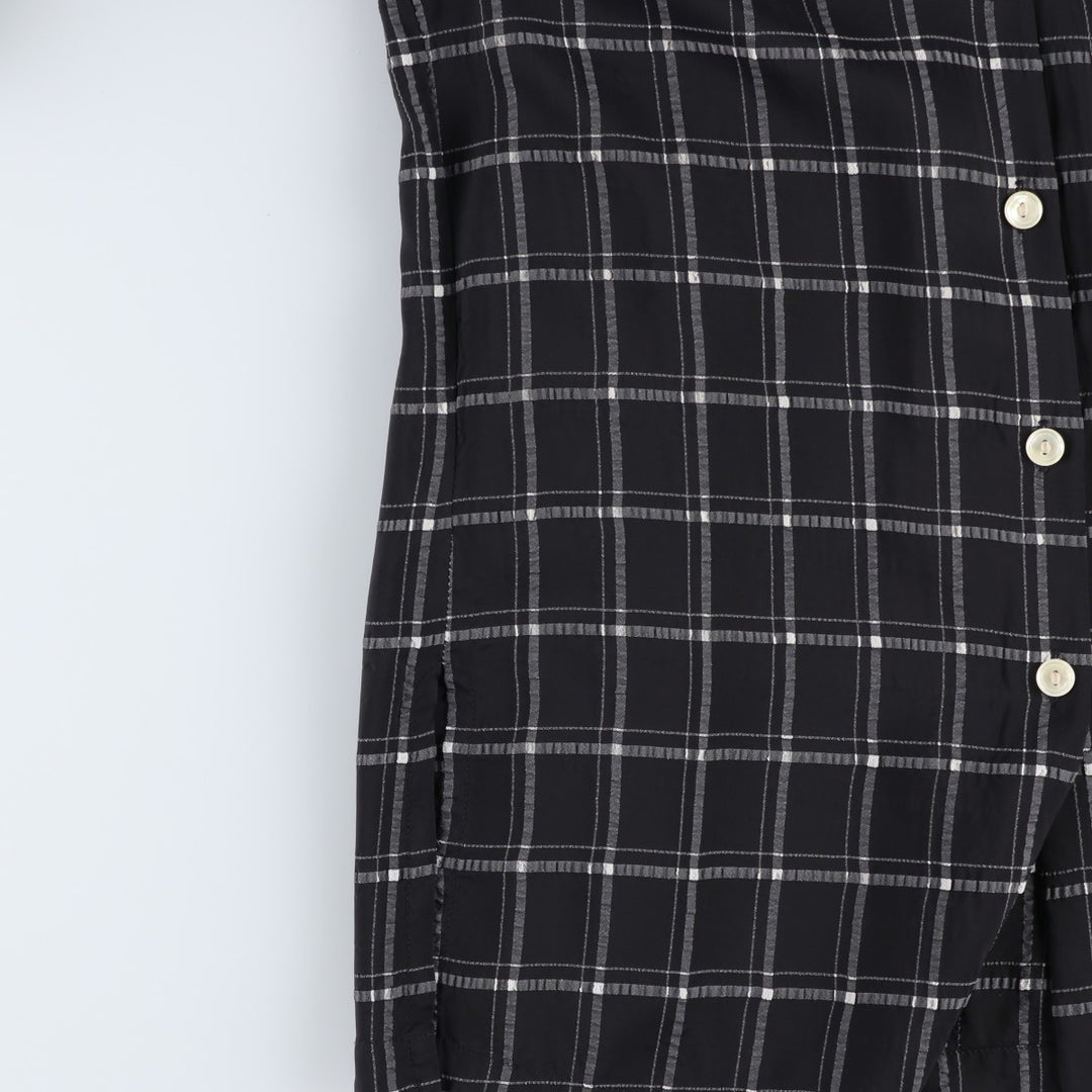 Betty Barclay Check Pattern Long-Sleeve Viscose Shirt, Women's Size M (approx.) Viscose black type Vintage Second Hand