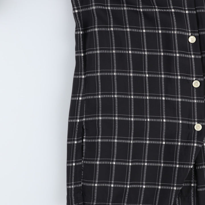 Betty Barclay Check Pattern Long-Sleeve Viscose Shirt, Women's Size M (approx.) Viscose black type Vintage Second Hand