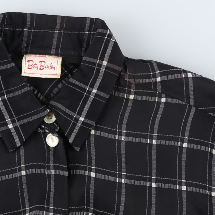 Betty Barclay Check Pattern Long-Sleeve Viscose Shirt, Women's Size M (approx.) Viscose black type Vintage Second Hand
