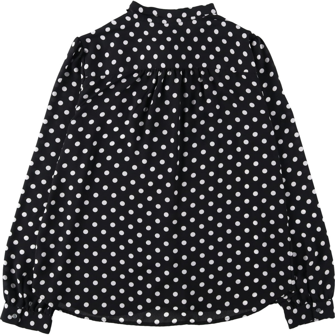 J.Crew polka dot pattern bow tie long-sleeved sheer shirt, women's size M (approx.) polyester white type Vintage Second Hand