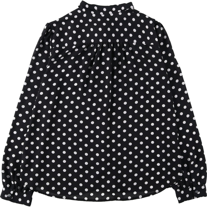 J.Crew polka dot pattern bow tie long-sleeved sheer shirt, women's size M (approx.) polyester white type Vintage Second Hand