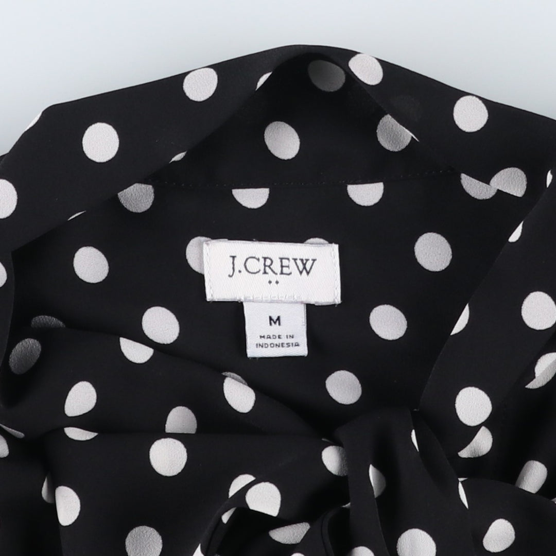 J.Crew polka dot pattern bow tie long-sleeved sheer shirt, women's size M (approx.) polyester white type Vintage Second Hand