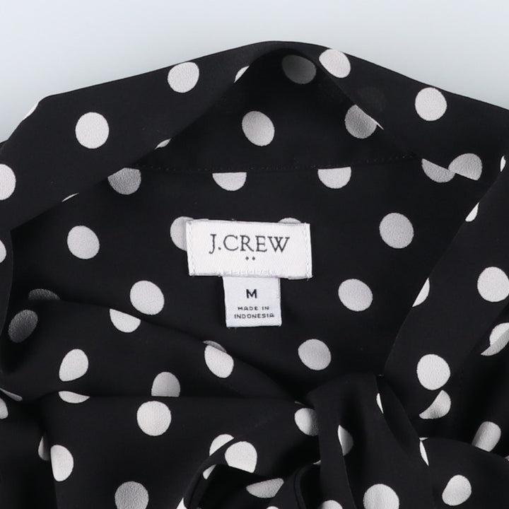 J.Crew polka dot pattern bow tie long-sleeved sheer shirt, women's size M (approx.) polyester white type Vintage Second Hand