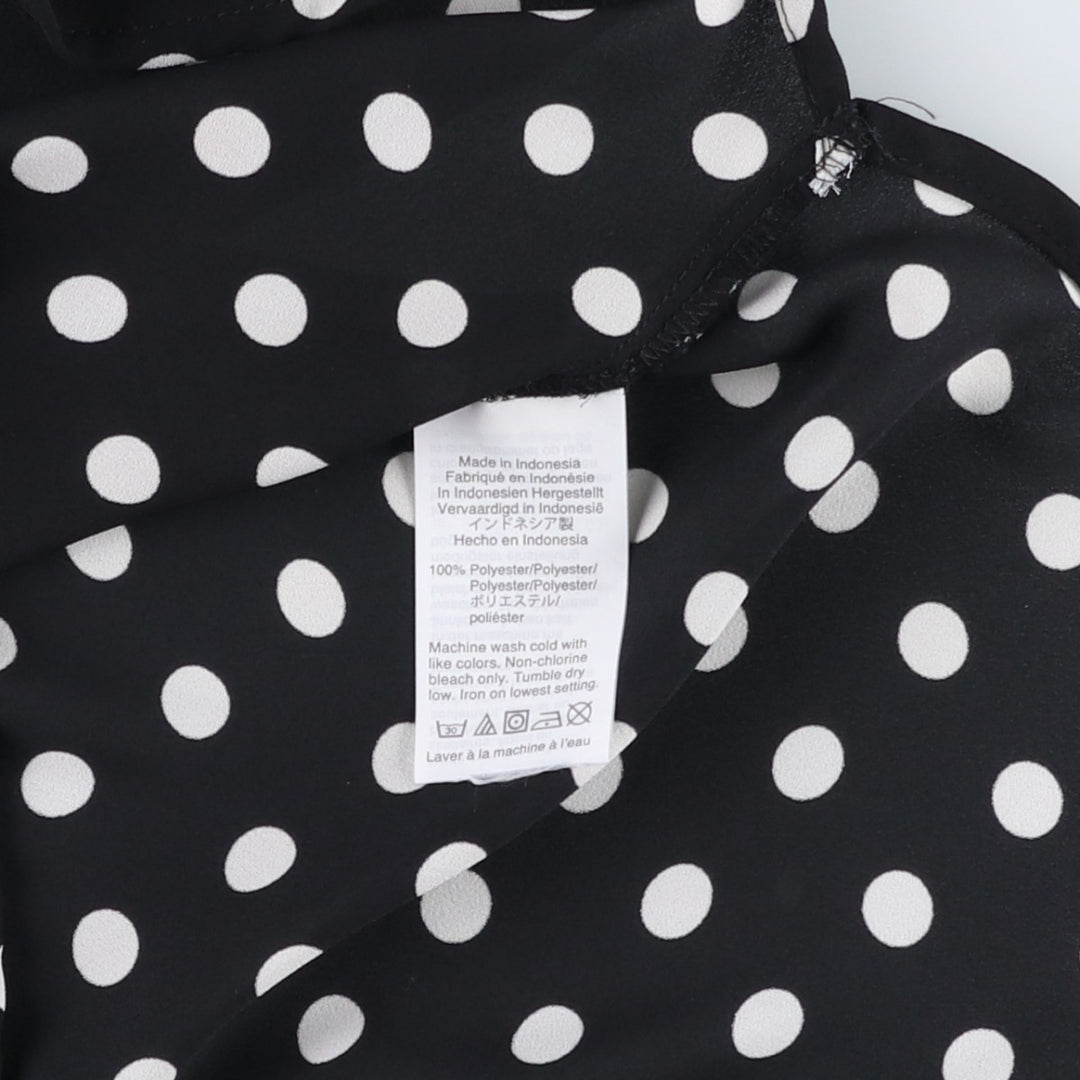 J.Crew polka dot pattern bow tie long-sleeved sheer shirt, women's size M (approx.) polyester white type Vintage Second Hand