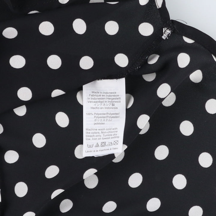 J.Crew polka dot pattern bow tie long-sleeved sheer shirt, women's size M (approx.) polyester white type Vintage Second Hand