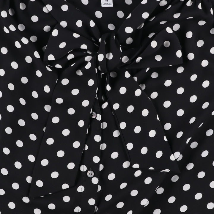 J.Crew polka dot pattern bow tie long-sleeved sheer shirt, women's size M (approx.) polyester white type Vintage Second Hand