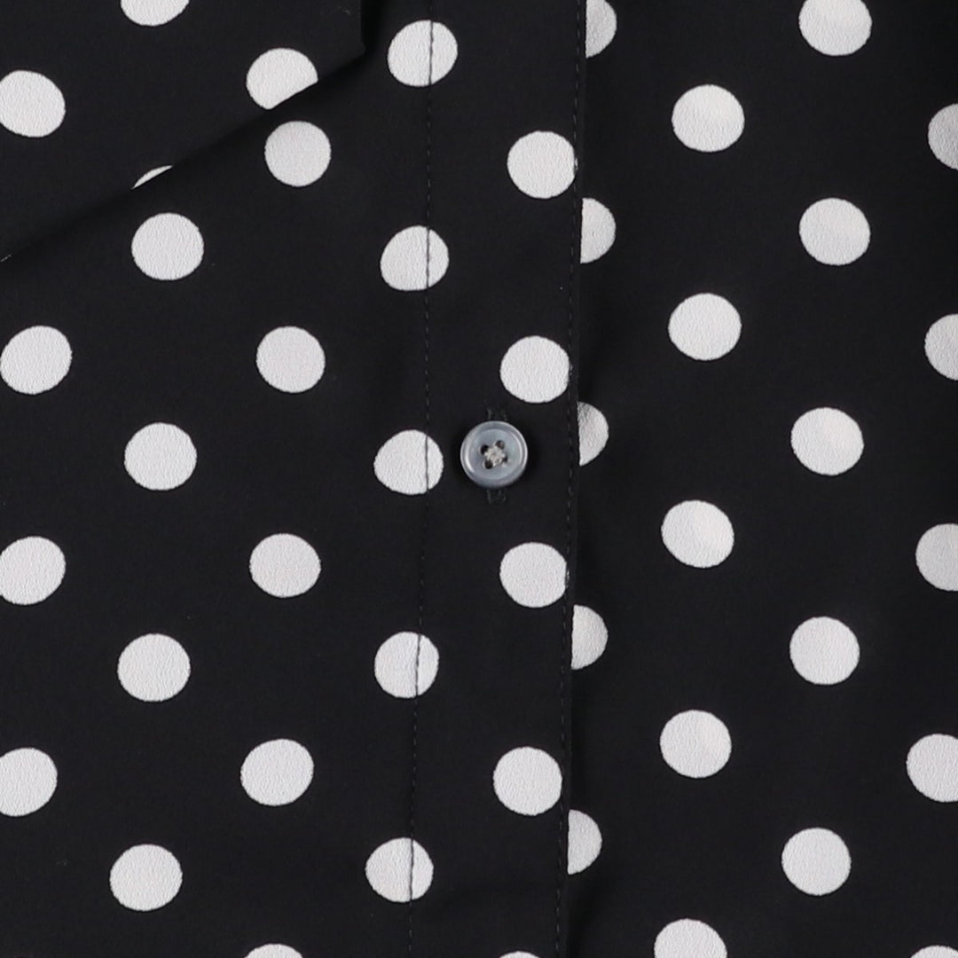 J.Crew polka dot pattern bow tie long-sleeved sheer shirt, women's size M (approx.) polyester white type Vintage Second Hand