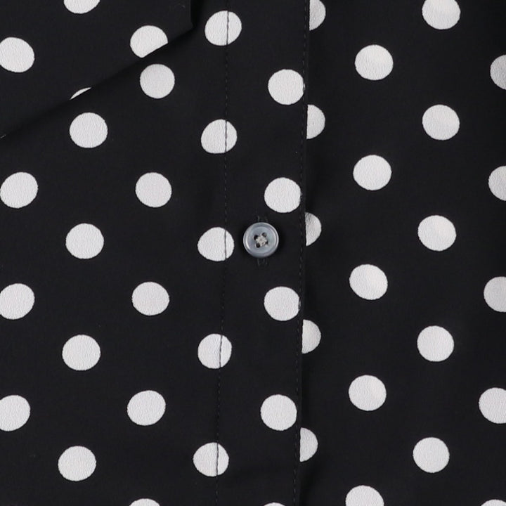 J.Crew polka dot pattern bow tie long-sleeved sheer shirt, women's size M (approx.) polyester white type Vintage Second Hand
