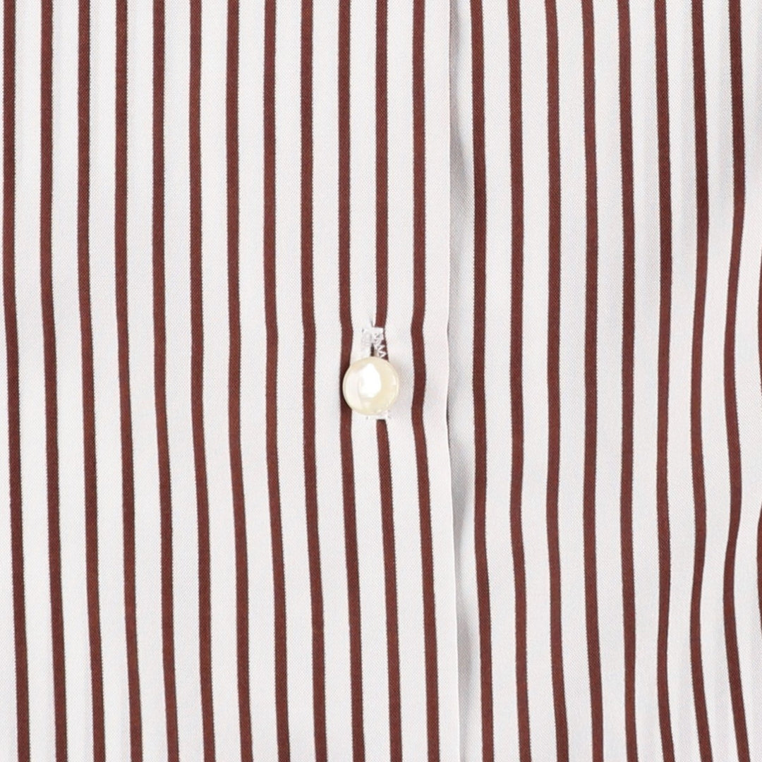 1970'S Lee Mar Stripe Pattern Long-Sleeve Bow-Tie Blouse, Made in USA, Women's Size M (approx.), Vintage polyester brown type Vintage Second Hand