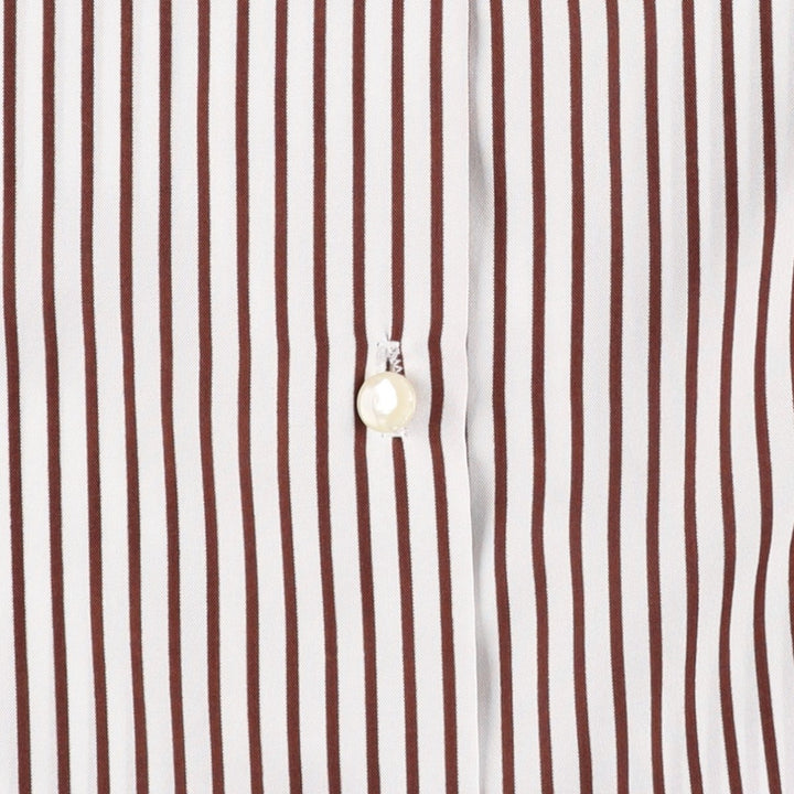 1970'S Lee Mar Stripe Pattern Long-Sleeve Bow-Tie Blouse, Made in USA, Women's Size M (approx.), Vintage polyester brown type Vintage Second Hand