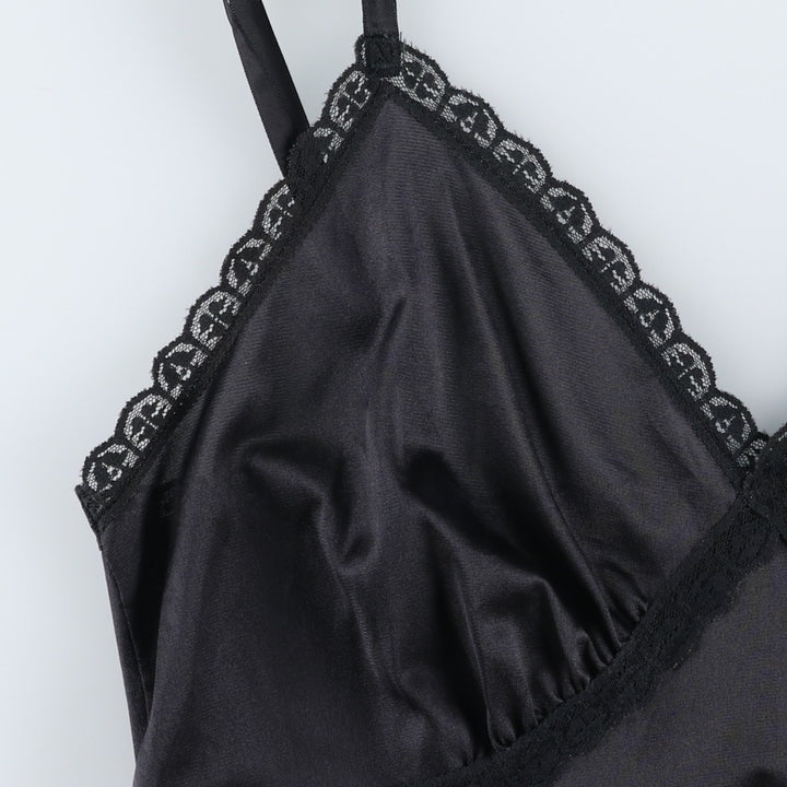 70s-80'S Sears Half-Length Camisole Dress/Slip Dress, Made in USA, Women's Size M (approx.), Vintage Nylon black type Vintage Second Hand