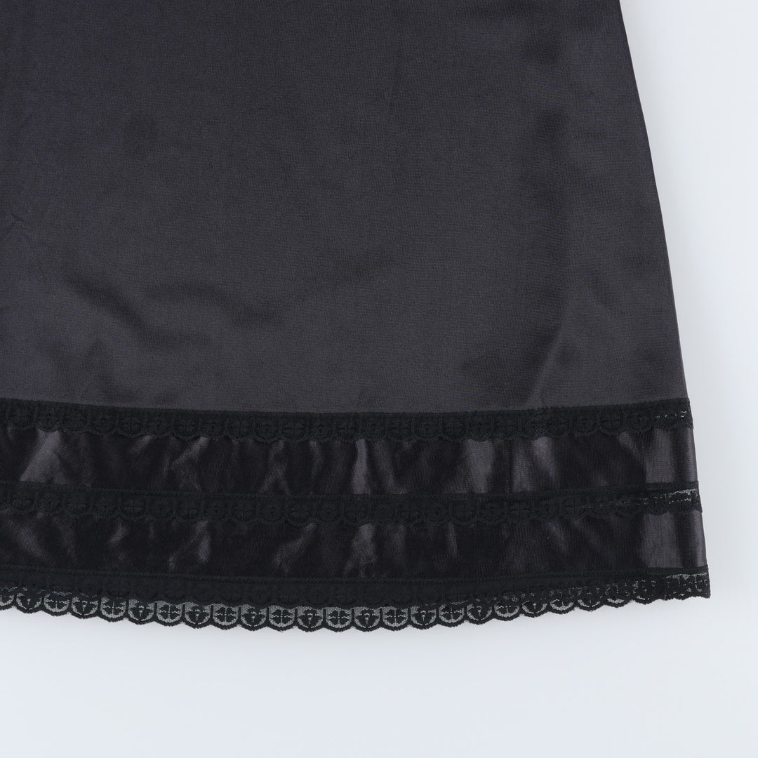 70s-80'S Sears Half-Length Camisole Dress/Slip Dress, Made in USA, Women's Size M (approx.), Vintage Nylon black type Vintage Second Hand