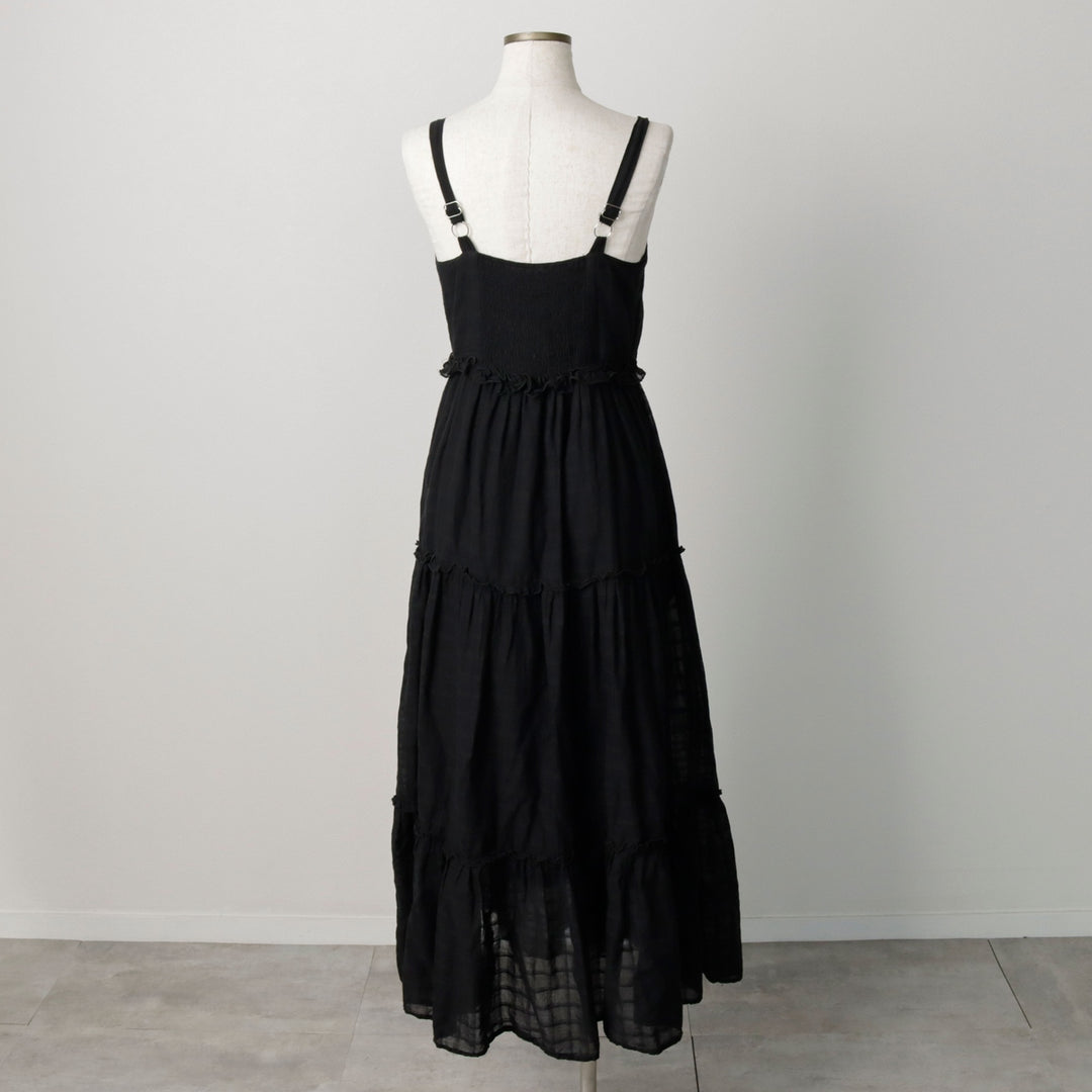 SASS Long Tiered Camisole Dress (Women's Size M) cotton black type Vintage Second Hand