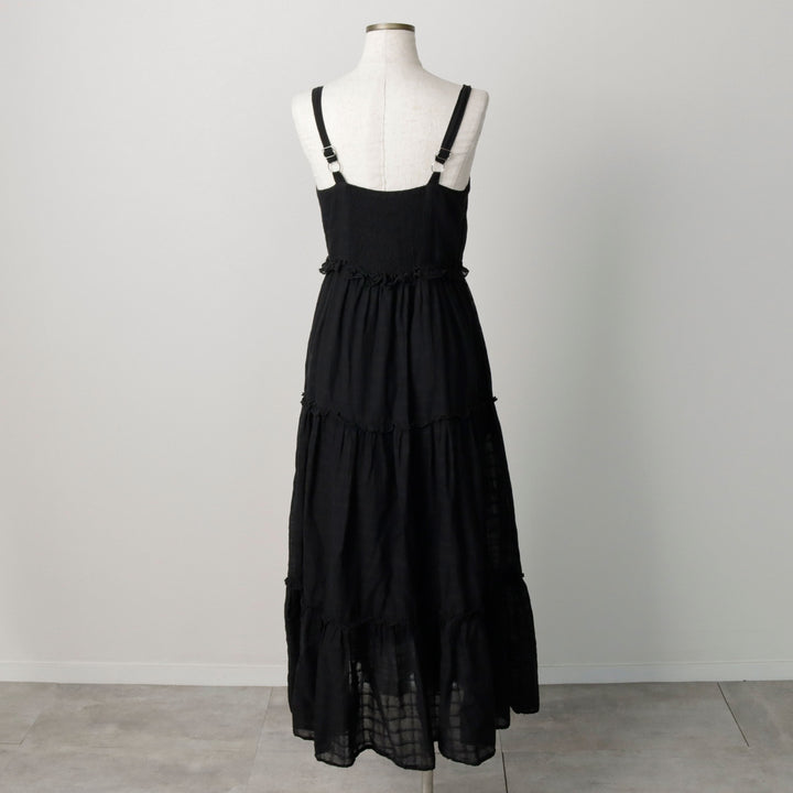 SASS Long Tiered Camisole Dress (Women's Size M) cotton black type Vintage Second Hand